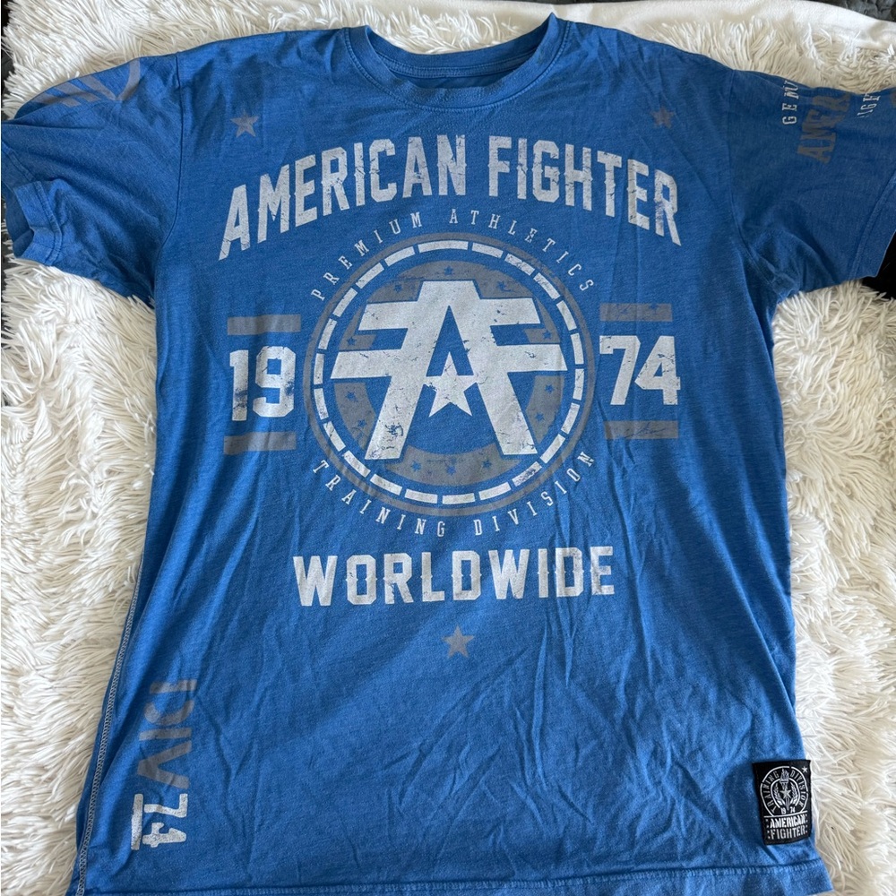 Affliction Blue and Silver Short Sleeve Tee